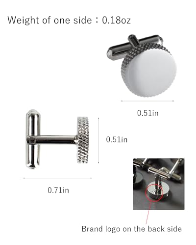 [TAVARAT] Cufflinks for Men cuff links mens classic round shape Black Silver Light Gold Tps-177 - style: black silver (Tps-173)