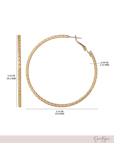 Jessica Simpson Womens Hoop Earrings - Silver-Tone or Gold-Tone Hoop | Earrings for Women - color: Gold Omega