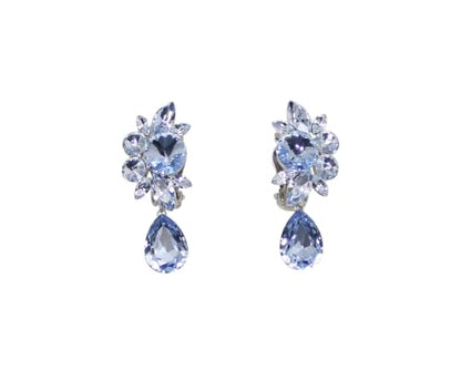 Faship Statement Dangling Floral Clip On Earrings For Women - color: Light Blue