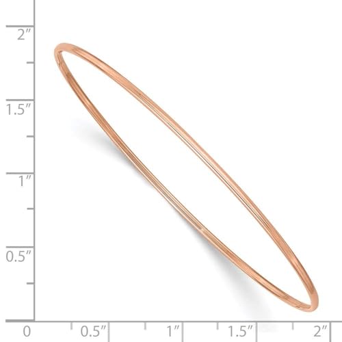 14k Gold 1.5mm High Polished Slip-on Bangle Bracelet, 8 Inches - color: Rose