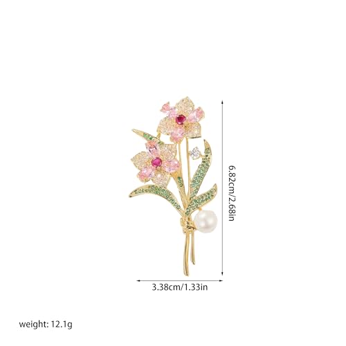 Anmpab Rhinestone Rose Flower Brooch for Women Sparkling Crystal Floral Broach for Blazer Dress Jacket Coat Lapel Wedding Prom Accessory