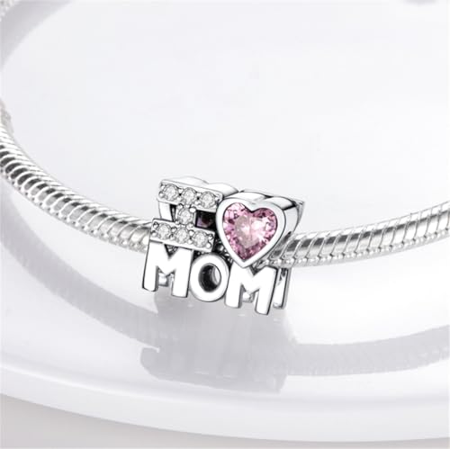 925 Silver Charm for Bracelets Animal Pet Insect Series Women Jewelry Gift - color: Pink Heart