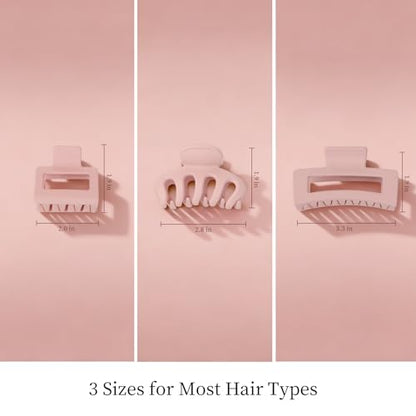 Small Medium Claw Clips for Women, 3 Styles Hair Clips for Thick and Thin Hair, Non-slip Strong Hold, 12 Pcs (Pink) - color: Pink