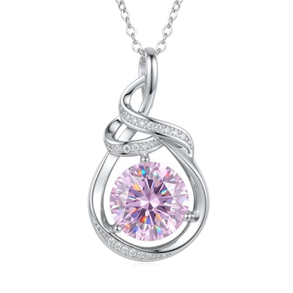 Teardrop Birthstone Necklace for Women 14K Gold/White Gold Elegant Ribbon Pendent Anniversary Love Birthday Gifts for Mom Women, 18"+2" Inches - color: White Gold-10-Oct Birthstone