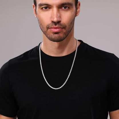 24K Gold Plated Rope Chain Stainless Steel Twist Chain Necklace Men Women - color: Stainless Steel, size: 24 Inches