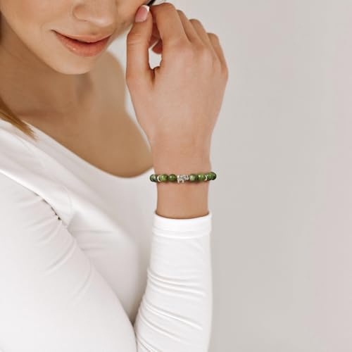 Healing Bracelet For Women Anxiety Beaded Bracelets Jewelry Healing Stone Crystal Bracelet Stress Relief Yoga Beads Chakra Bracelets Gifts For Women pink - color: Green Jade