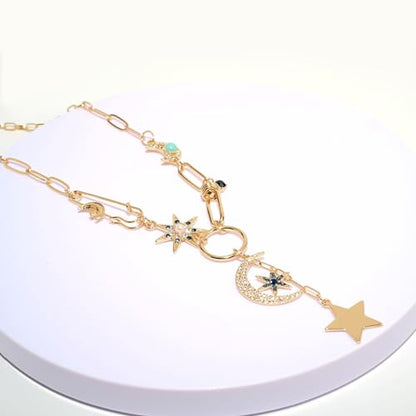 ORIGENCE Sun Heart Necklace for Women 18K Gold Plated Heart Pendant Necklace Chunky Chain Choker Necklaces Hip Hop Charm Necklaces Trendy Unisex Jewelry - style: MCharm-Gold