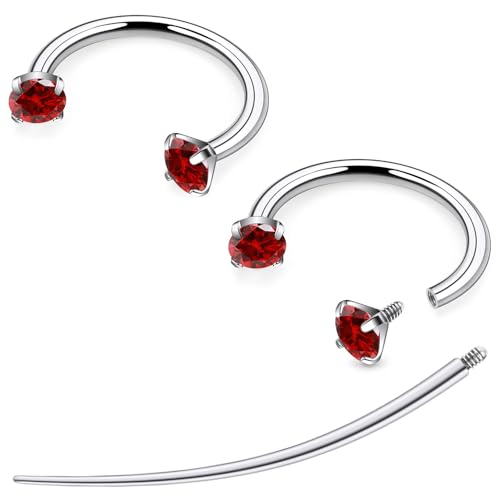 F136 Titanium 20/18/16/14g Horseshoe Nose Septum Lip Ear Rings Piercings 8/10/12mm Cartilage Helix Daith Earrings Jewelry for Women Men - color: Red, size: 18g*1/2in(12mm)