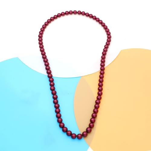 Long Simulated 10mm AAA Pearl Strand Necklace for Women Multicolor Pearl Choker Necklace 1920s Pearl Statement Necklace Costume Jewelry - color: 10mm Burgandy 24 Inches