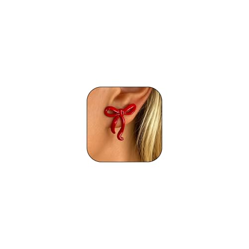 Bow Earrings Red Earrings for Women Dangle Cute Earrings Red Stuff Jewelry Outfits Accessories Gifts for Girls - color: A9:red bow earrings