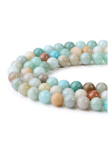 Jovivi 96pcs 8mm Natural Amazonite Round Stone Beads for Jewelry Making | Energy Healing Crystals Polished Semi Precious Gemstone,Genuine Real Stone Beads for Bracelet Necklace - color: Amazonite