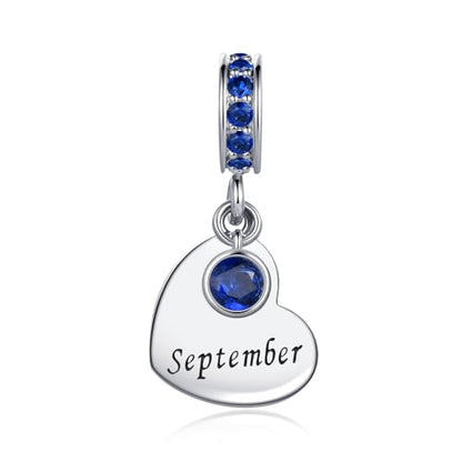 NARTGO January-December Birthstone Birthday Charm Heart Dangle Beads Jewelry Gift for Women Compatible with Pandora Bracelets & Necklaces - style: September Birthstone