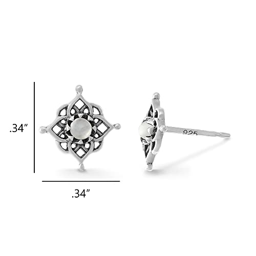 Boma Jewelry Sterling Silver Filigree Stud Earrings - color: Mother of Pearl
