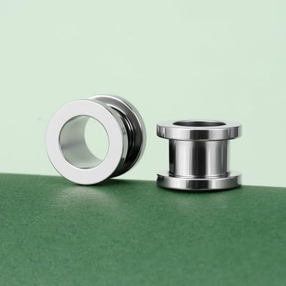 TBOSEN Precise Dimensions Stainless Steel Set Double|Single Flare Tunnel Screw Gauge Ear Expander Stretching Kit Piercing Mixed Size - color: Silver-Screw Fit, size: 1.6-10mm(14G-00G)