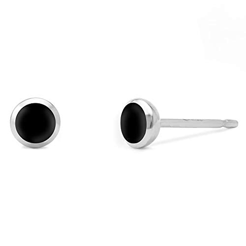 Boma Jewelry Sterling Silver Mini Circle Stud Earrings - color: Onyx
