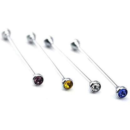 4 Pcs Men's Crystal Collar Bar Pin Shirt Tie Necktie Pin Clip Clasp Cravat Pin Lapel Stick Brooch