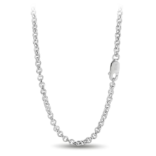 Solid 925 Sterling Silver 3mm Rolo Chain Necklace 16" to 30" | Classic Round Link Chain with Lobster Clasp, Minimalist Design for Men & Women - size: 26"