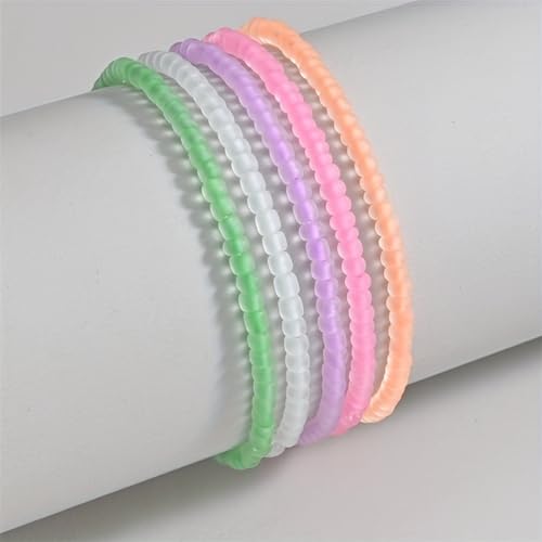 Luminous Boho Seed Bead Anklet Multilayer Rice Bead Anklet Grow in the Dark Beaded Ankle Bracelet Set for Women Men Holiday Jewelry