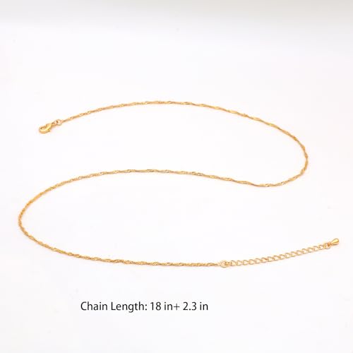 14K Gold Plated Paper Clip Chain Link Necklace Satellite Chain Necklace for Women - color: Singapore Chain Necklace