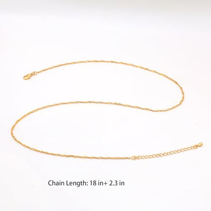 14K Gold Plated Paper Clip Chain Link Necklace Satellite Chain Necklace for Women - color: Singapore Chain Necklace