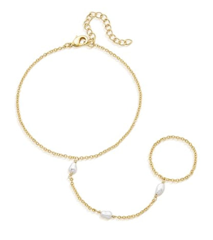 Gold Bracelets for Women, 14K Gold Plated Stackable Bracelet Stack Set Adjustable Charm Paperclip Chain Cuban Link Layered Waterproof Jewelry Sets Gifts for Womens 6.5 Inch - color: Gold Style F