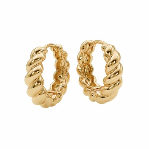 MYEARS Women Earrings Gold Huggie Hoop 14K Small Simple Hypoallergenic Everyday Jewelry - style: Twisted