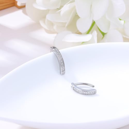 Clicker Belly Button Ring Hoop Belly Button Ring 14G Navel Ring | Surgical stainless steel hinged belly button ring for belly button piercing, navel body jewelry for women and men - color: CZ-Silver