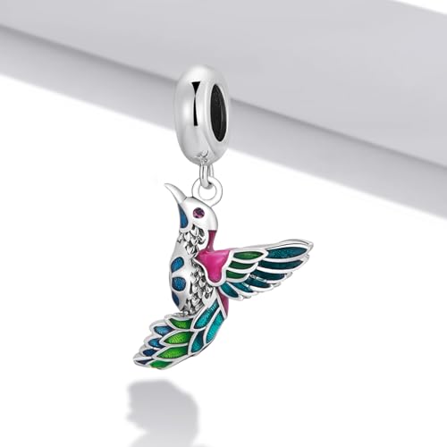 Hummingbird Charms For Bracelets 925 Sterling Silver Animal Dangle & Beads Butterfly Cat Beads Charms For Women Jewelry Gift - color: Silver Hummingbird