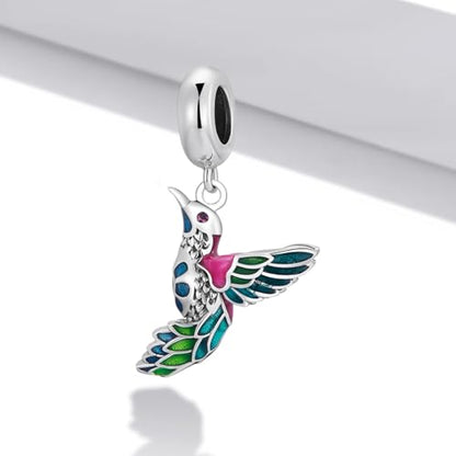 Hummingbird Charms For Bracelets 925 Sterling Silver Animal Dangle & Beads Butterfly Cat Beads Charms For Women Jewelry Gift - color: Silver Hummingbird