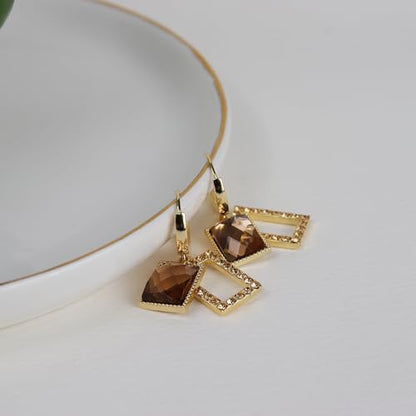 Sonateomber Christmas Tree Dangle Small Gold Hoop Earrings for Women, Cute Sparkly CZ Rhinestone Maple Clover Leaf Drop Earings Thanksgiving Holiday Accessories Fashion Jewelry Gift - color: Rectangle Gold