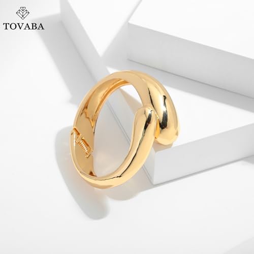 Chunky 14k Gold Cuff Bracelets for Women - Non Tarnish Teardrop Bangle Multi-layer Cross Wire Open Bracelets - color: Golden 15