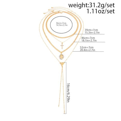 Gold Layered Necklace for Women Chunky Stacked Chain Link Paperclip Evil Eye Necklace Trendy Punk Jewelry - color: T-GoldA