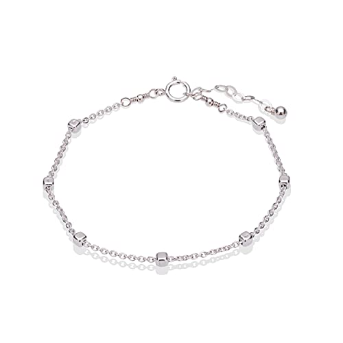 Stacking Bracelet Silver, Minimalist Simple Gourmet Satellite Rectangles Lace Heart Chain Bracelets, 925 Sterling Arm Jewelry for Women, Length 6.5-7.5 Inches - style: Cube Satellite Chain