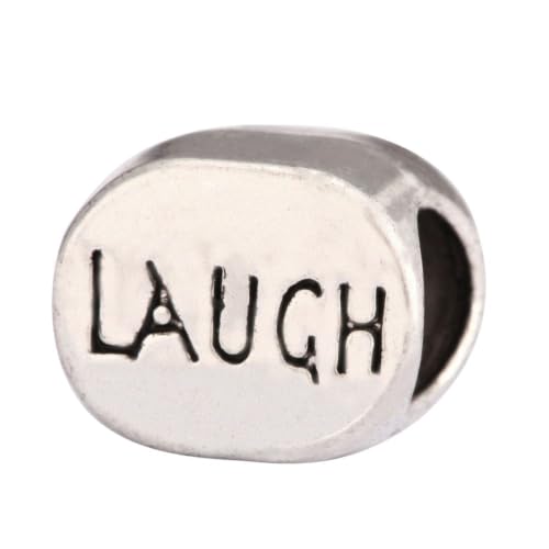 40pcs Laugh Large Hole Happiness Beads (4.5mm Hole) Antique Silver - size: Laugh Bead