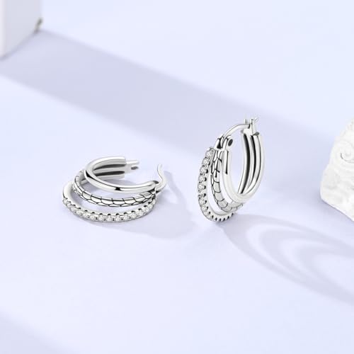 Parmuz 925 Sterling Silver Butterfly Huggies Hoop Earrings for Woman | Gold Plated Cubic Zirconia Star Moon cross Twisted huggie Hoop Post Chunky Small Tiny cuff Snake Heart Earring Gift for Her - color: purple silver