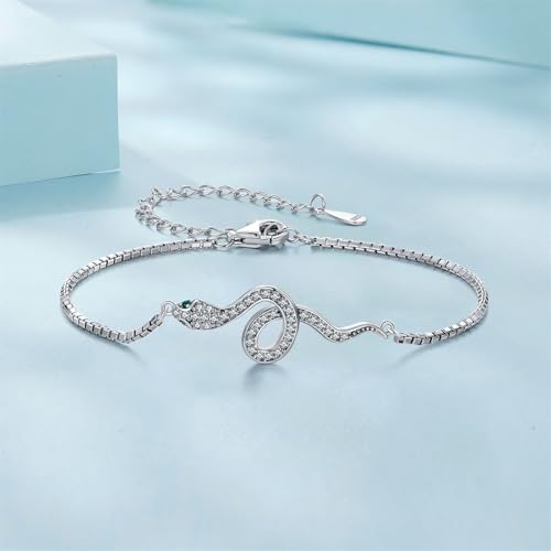 925 Sterling Silver Adjustable Bracelet for Women Jewelry Gifts - color: Silver Snake