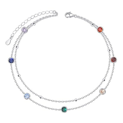 Anklets for Women 925 Sterling Silver Blue Evil Eye Infinity Butterfly Adjustable Multilayer Layered Summer Beach Ankle Bracelet Foot Chain Jewelry for Women - style: Chakra