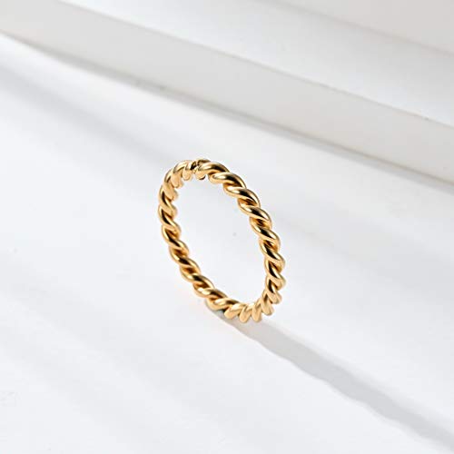 Women's Stainless Steel 1.1mm Rope Thin Wedding Ring Silver Rose Gold Plated Size 4 to 9 - color: 3mm, Gold