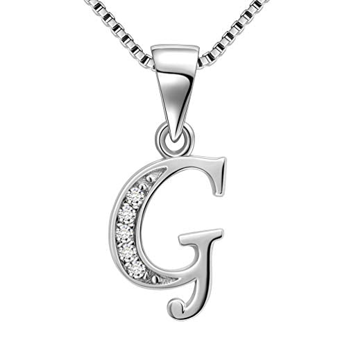 Aurora Tears Letter Necklace Initial 925 Sterling Silver Alphabet Pendant Crystal Name Gift Women Cubic Zirconia Jewelry - color: G