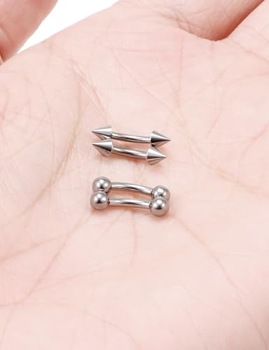 Jenxnjsjo 20/18/16g F136 Titanium Eyebrow Piercing Jewelry Rook Earring Vertical Labret Jewelry 6/8/10/12mm Curved Barbell for Women Men - size: 16g*6mm