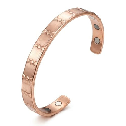 Pure Copper Cuff Bangle Bracelet 100% Solid, Raw & Uncoated Handmade Bracelets Jewelry Cuff Gift Bangle for Women & Men - color: Copper Cb-106
