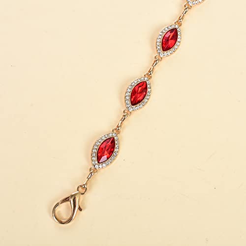 ILuvatar Green Glass Diamond Chain Belt - Metal Women's Western Style Dress Belt - color: Gold-red