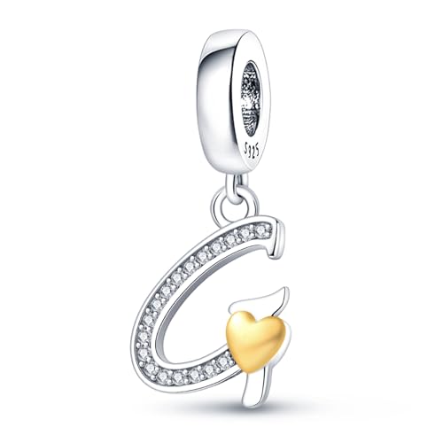 HappyStar Sterling Silver Letter Charms for Bracelets Alphabet Initial Dangle Charms Bead fit Pandora Bracelets Jewelry Gifts for Women - color: Letter charms G