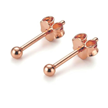 KEZEF 925 Sterling Silver Ball Stud Earrings for Women, 2mm to 10mm | Nine Bead Sizes, Three Finishes, Hypoallergenic Nickel Free Post, Butterfly Push Back, Sold As One Pair - color: Rose Gold, size: 2mm