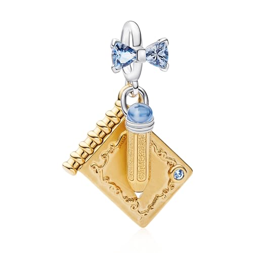 14K Gold Plated Silver Charms for Pandora, Women Heart Family Love Pet Animal Bead Dangle for Bracelets Necklace Jewelry Gift - color: B-Golden notebook pendant
