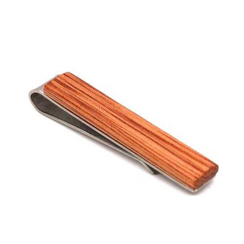 STJARNA Wood Tie Clip Brown 2inch Stainless Steel Tie Bar Handmade Jewelry - style: Light Brown