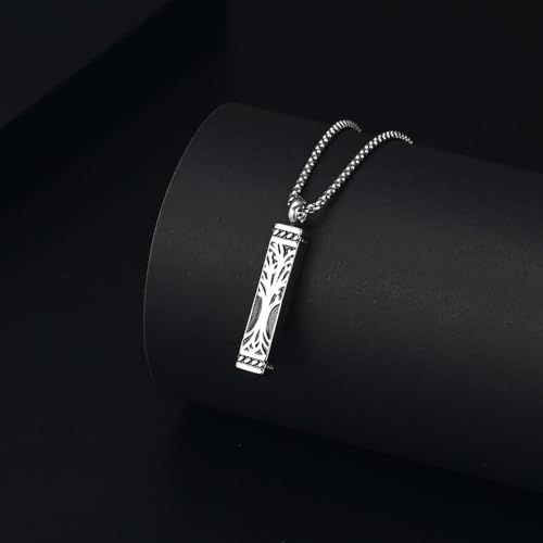 Imrsanl Tree of Life Urn Necklace for Men Women Bar Cremation Jewelry for Ashes Keepsake Ashes Necklace Pendent - color: Customize