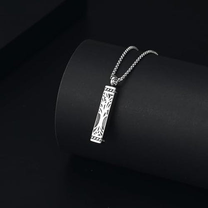 Imrsanl Tree of Life Urn Necklace for Men Women Bar Cremation Jewelry for Ashes Keepsake Ashes Necklace Pendent - color: Customize