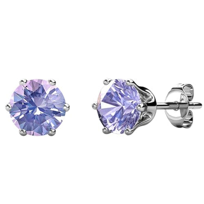 Cate & Chloe 18k White Gold-Plated Birthstone Stud Earrings with Solitaire 1ct Simulated Diamond Crystals, Ruby Birthstone Earrings for Women, Gift for Her on Christmas, Anniversary, Birthday
