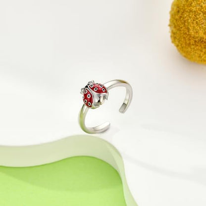 Celtic Knot/Mushroom/Ladybug Toe Rings Sterling Silver Irish Celtic Adjustable Toe Band Ring Pinky Rings Foot Jewelry for Women - style: Ladybug-2